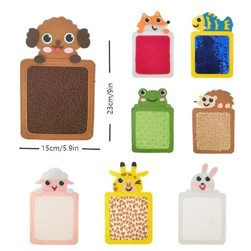 Assorted animal-shaped sensory fidget pads with textured surfaces for kids