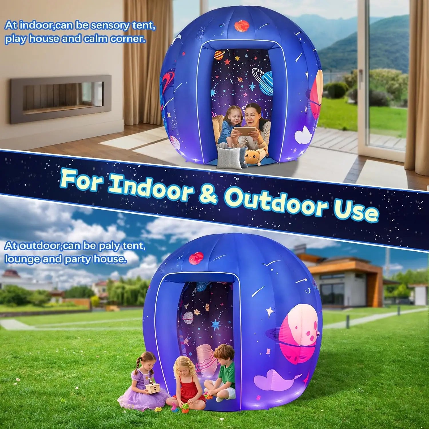 Astronaut Galaxy Inflatable Light Up Sensory Toy Indoor Play Calm Corner