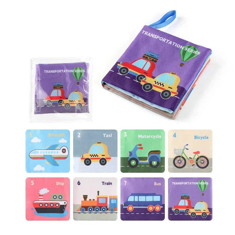 Sensory transportation series soft book for kids with colorful vehicle illustrations