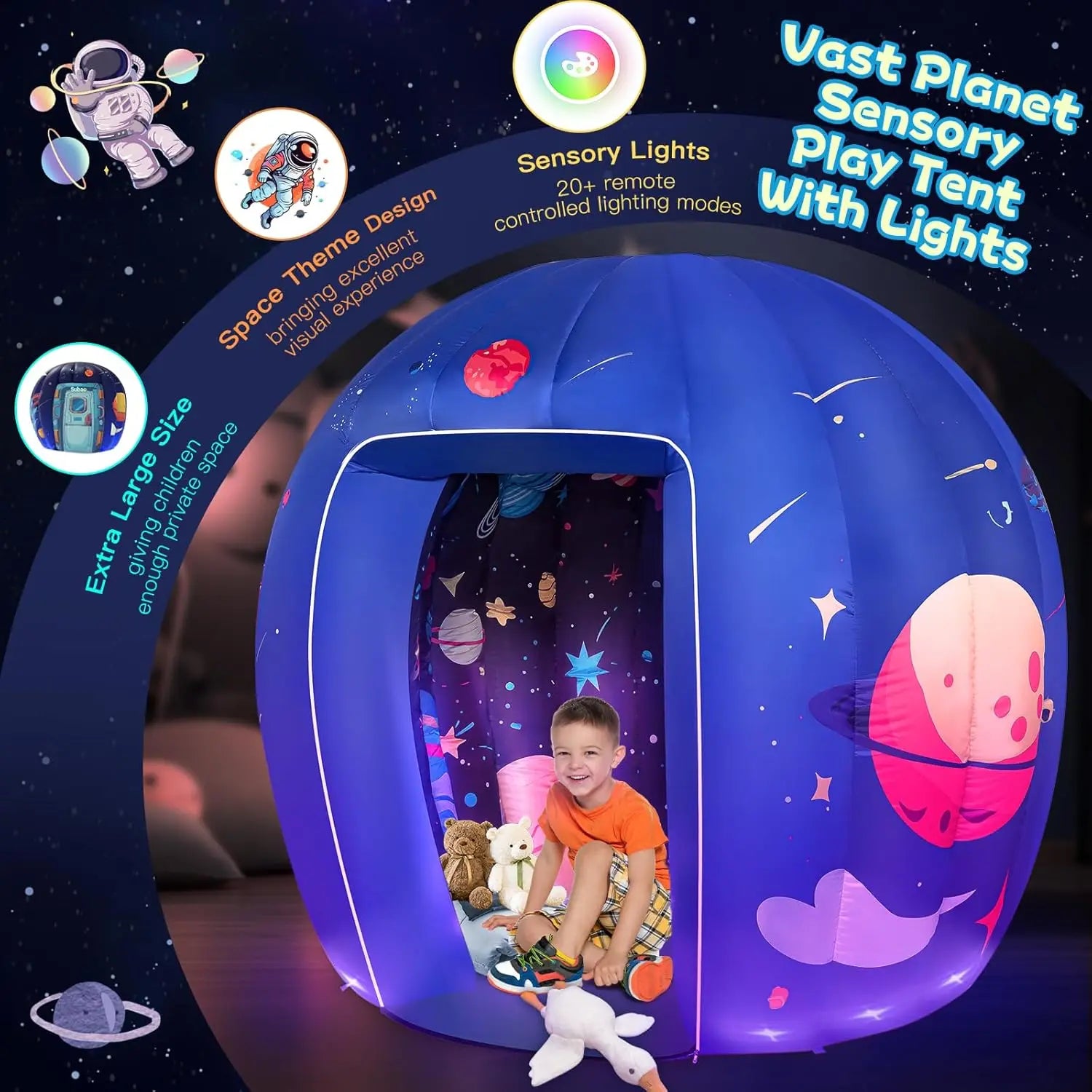 Astronaut Galaxy Inflatable Light Up Sensory Toy Indoor Play Calm Corner
